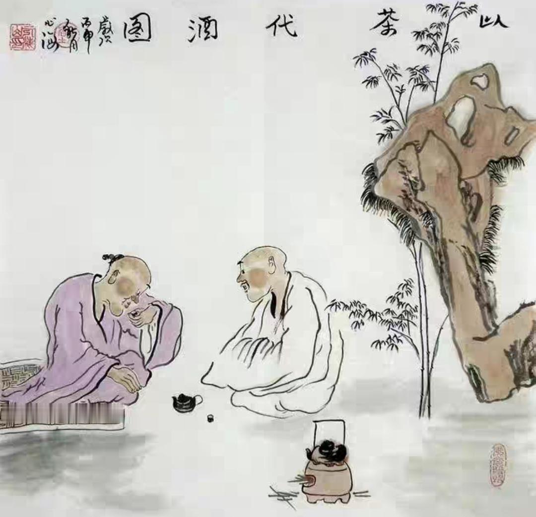 上联，杜康刘伶品龙井，以茶代酒

下联，？？？
