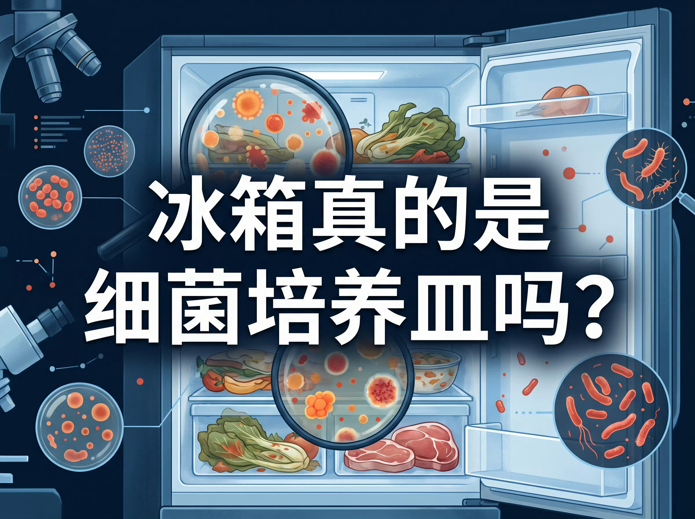 冰箱真的是细菌培养皿吗不少人把冰箱当成食物保险箱，剩菜、瓜果、熟食一股脑全部塞进