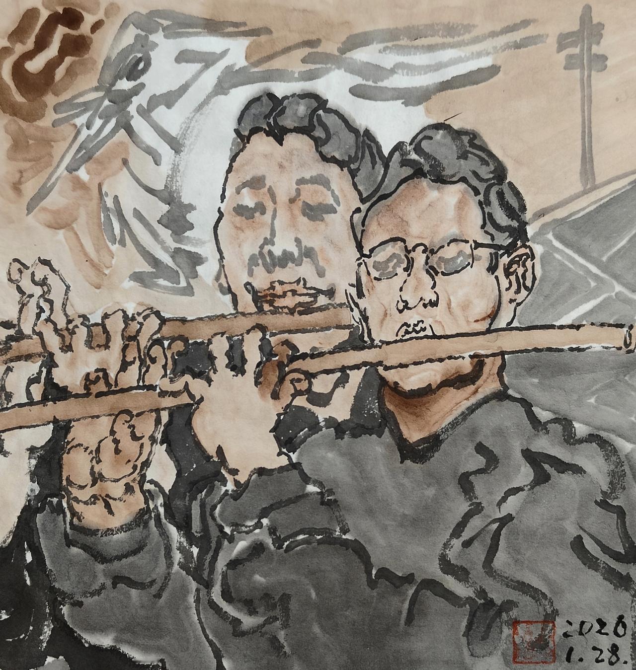 碗子的纸片水墨