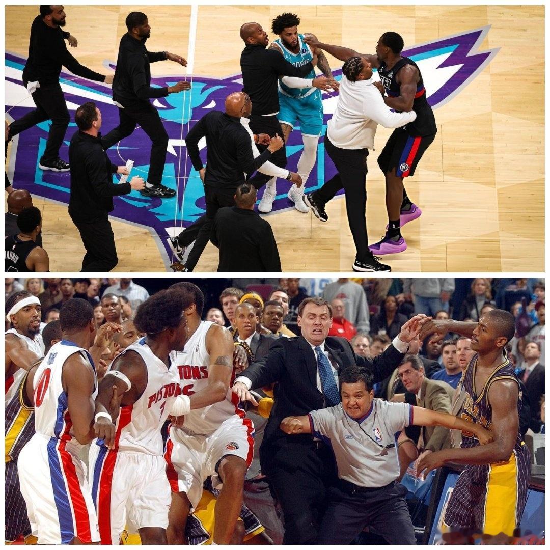 NBA 黄蜂队的连胜纪录就这样戛然而止，令人无比沮丧。双方爆发大规模冲突，场面堪