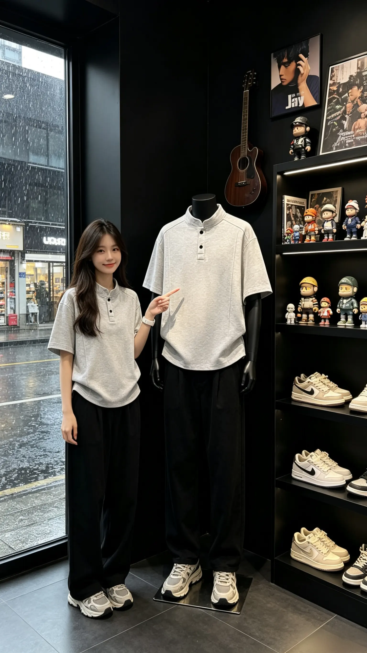 谁穿谁帅的钻扣短袖