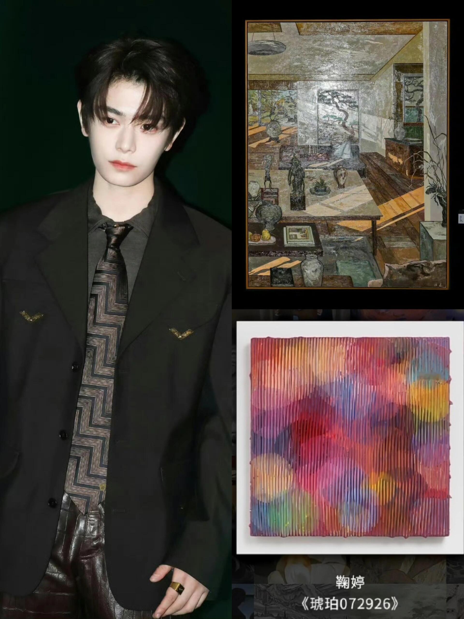 丁禹兮花87万拍画做慈善 慈善晚宴上丁禹兮两次竞拍艺术画作，第一次40万第二次4