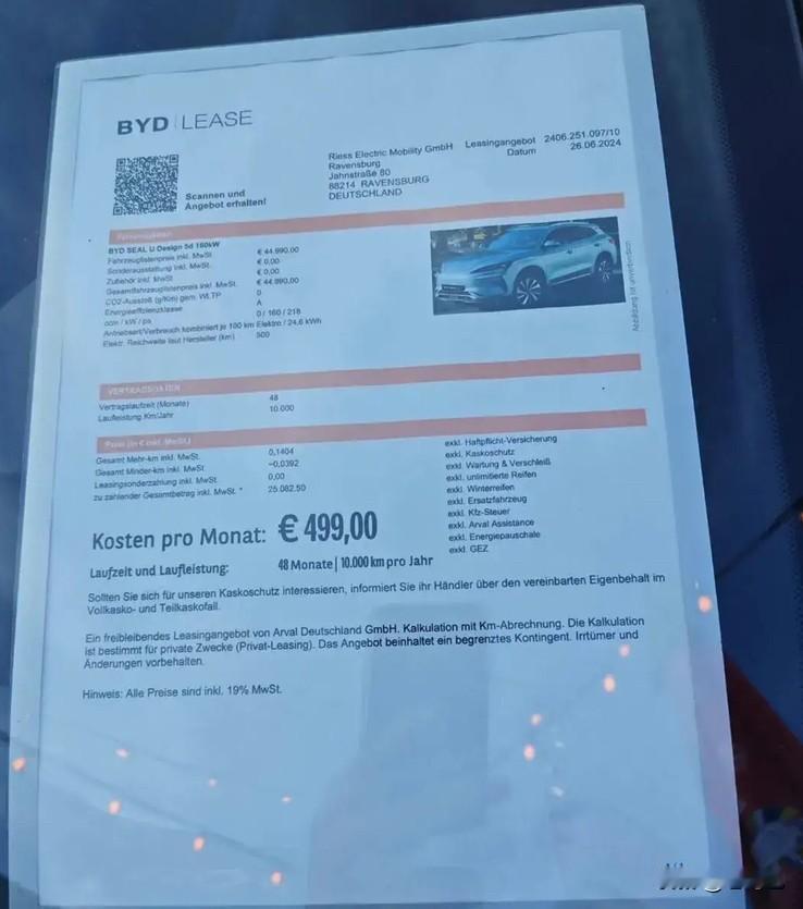 在欧洲比亚迪宋P 售价竟然高达5万欧元（约合42万RMB)

这是一个在德国的网