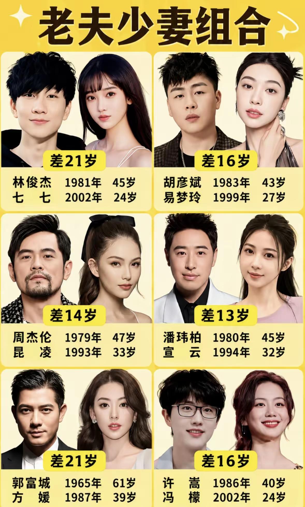 恩爱两相惜，
老夫娶少妻。
携手一世情，
幸福共朝夕。