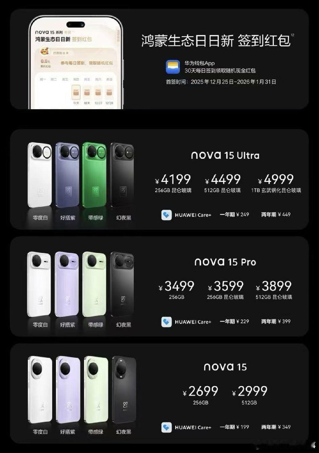 华为 nova15价格公布，相对于上一代的价格，你们怎么看？华为nova15no