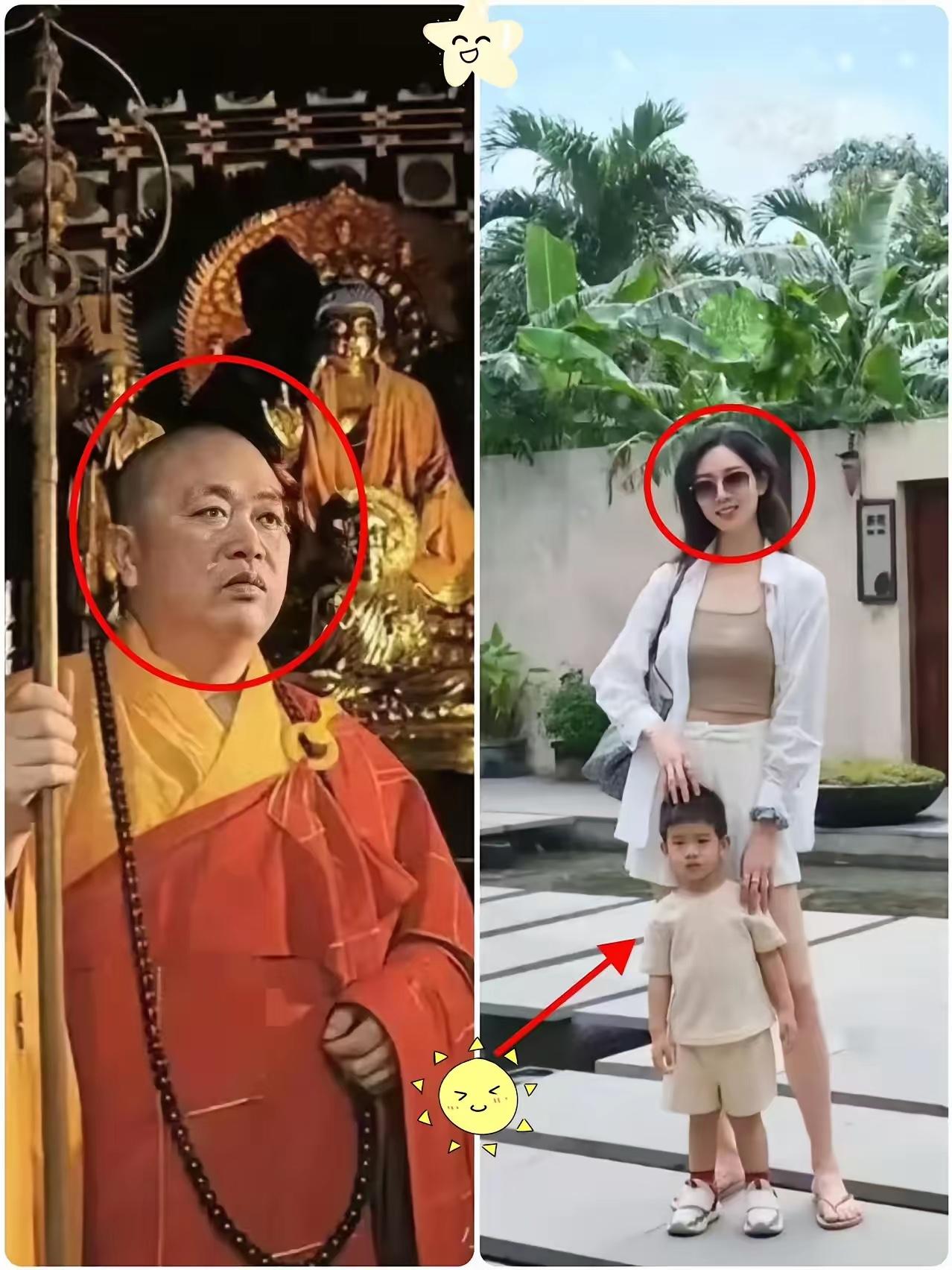 这下出名了，全国人民都知道了，释永信的妻子长得很漂亮身材也很苗条，儿子帅气随他。