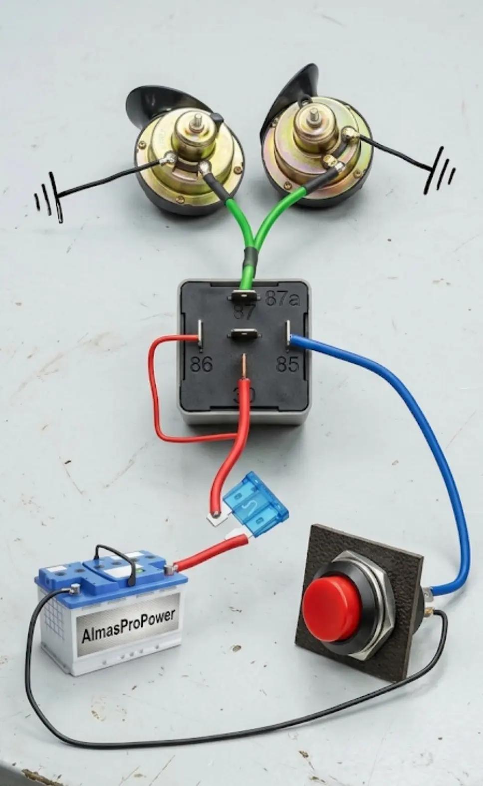 🚗 汽车大功率喇叭怎么接才靠谱？这张图一看就会！⚡
 
很多人直接接线，结果要
