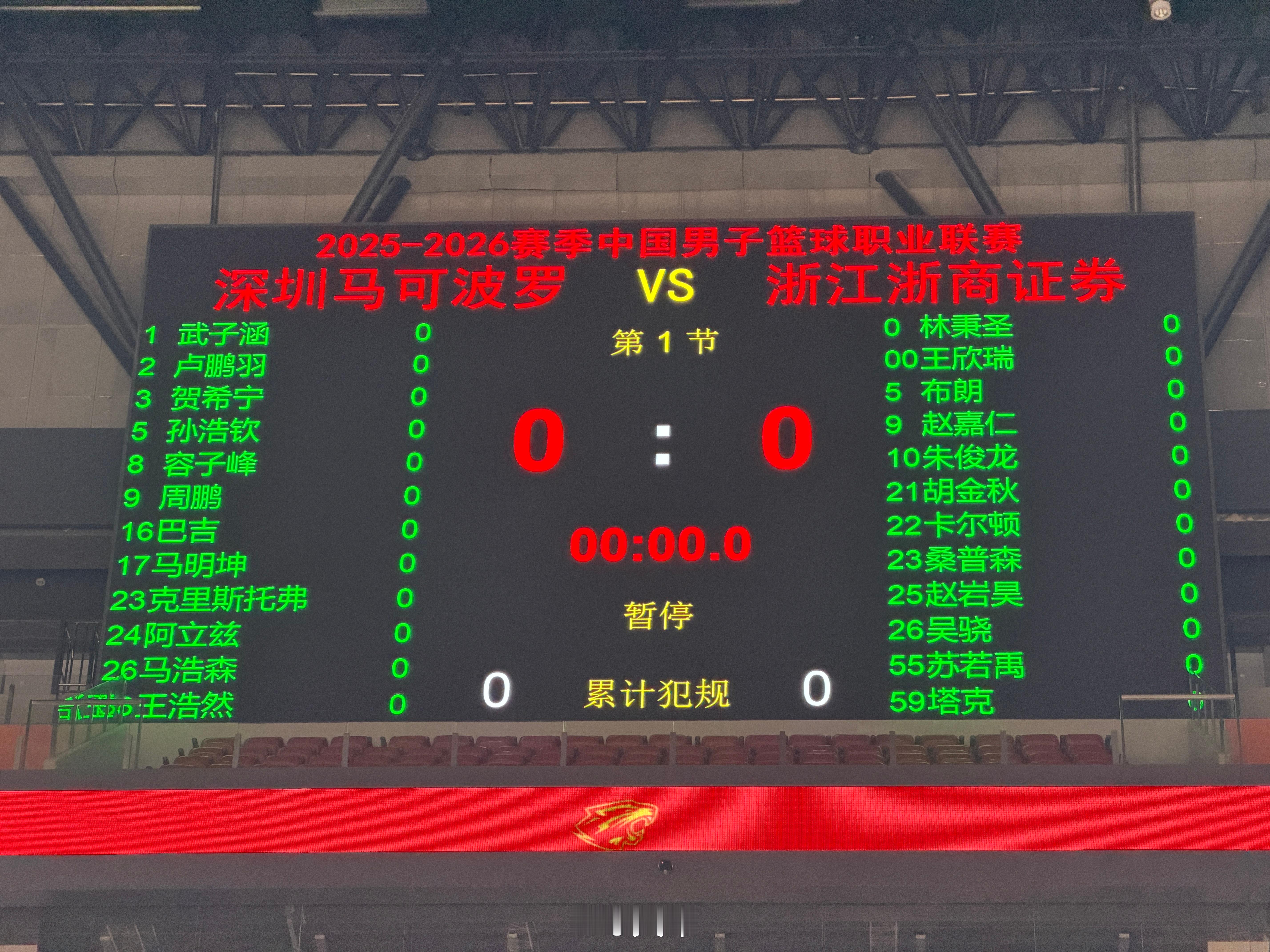 双方大名单深圳男篮vs广厦男篮 深圳·深圳市体育中心