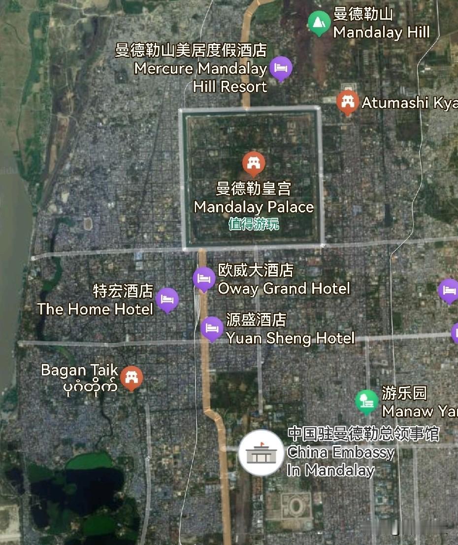 看看曼德勒的地图，全是方方正正的规范街区，就知道缅甸这国家是有点东西的。尽管现在