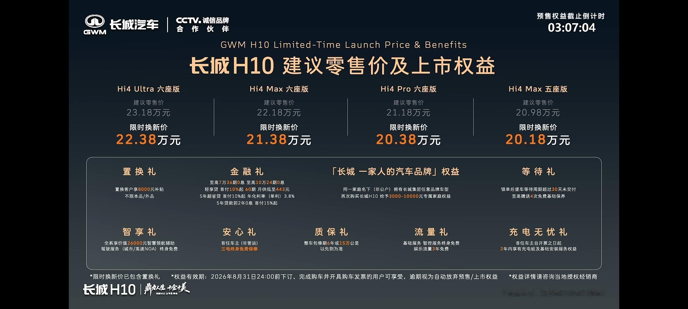 车价比预售便宜些，五座版便宜10000，六座版便宜8000；政策上，今晚23点5