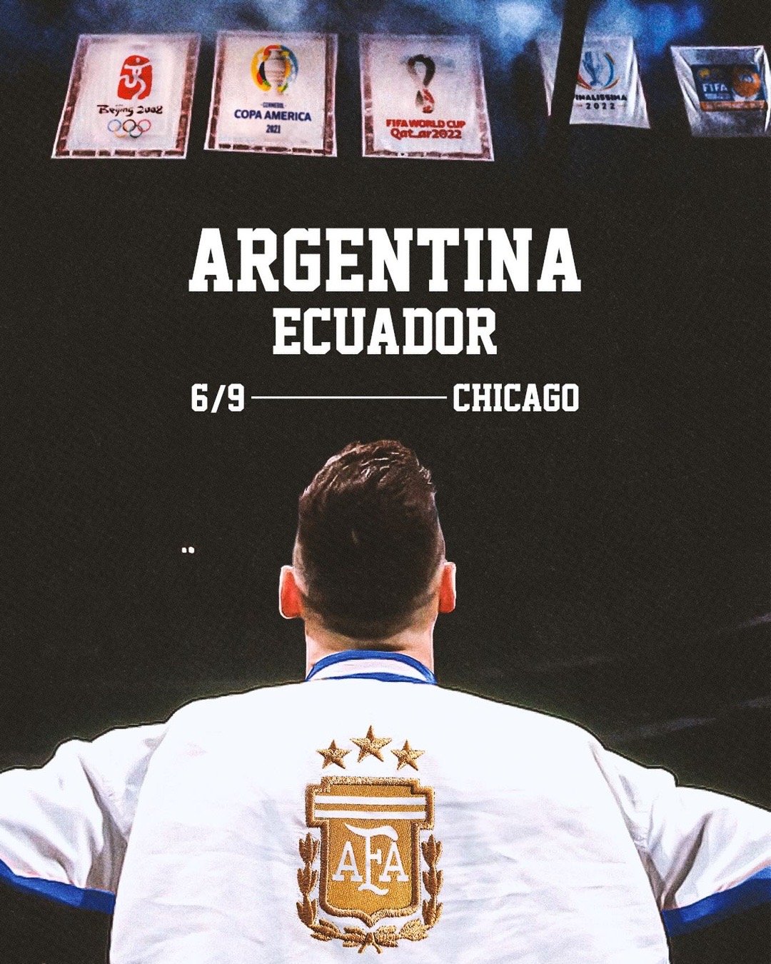 阿根廷国家队官方Ins：今天，历史最佳降临孕育历史最佳的土地上了 🐐#阿根廷v