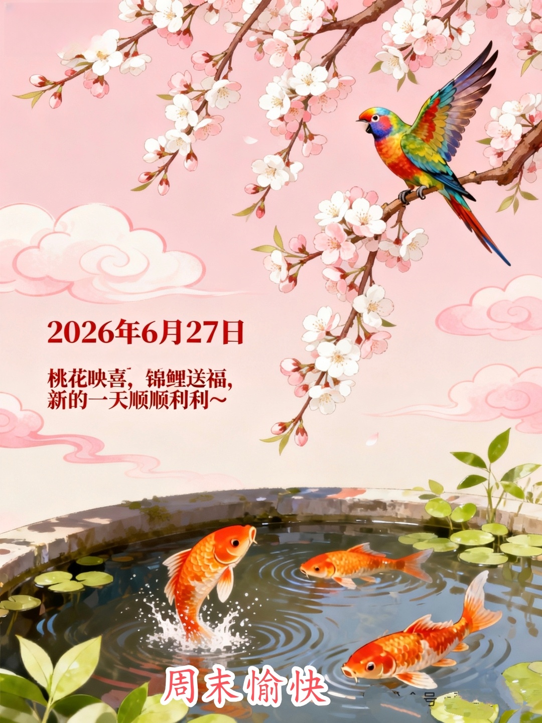 🌻周末愉快, 一切安好！💖🍎💝💐 乐乐呵呵爱自己, 累了烦了就休息, 