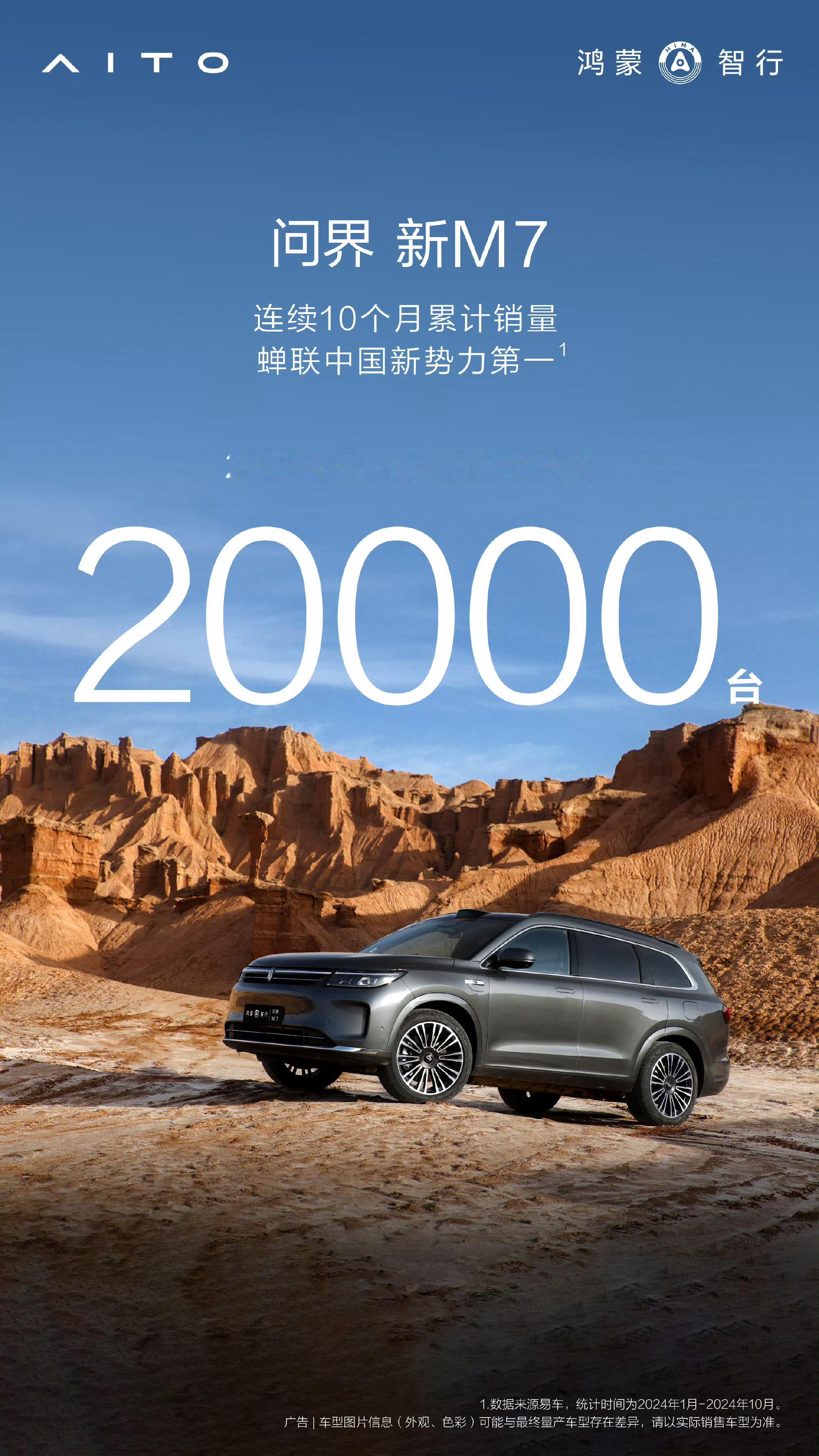 问界新M7 10月大定突破20000台 ​​​