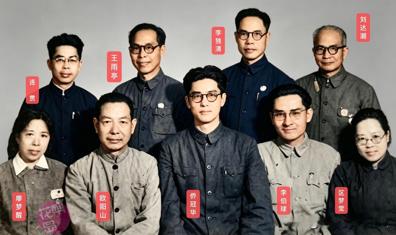 这是1949年首届全国政协，华南解放区代表团的珍贵原版合影，一共9位代表。

前