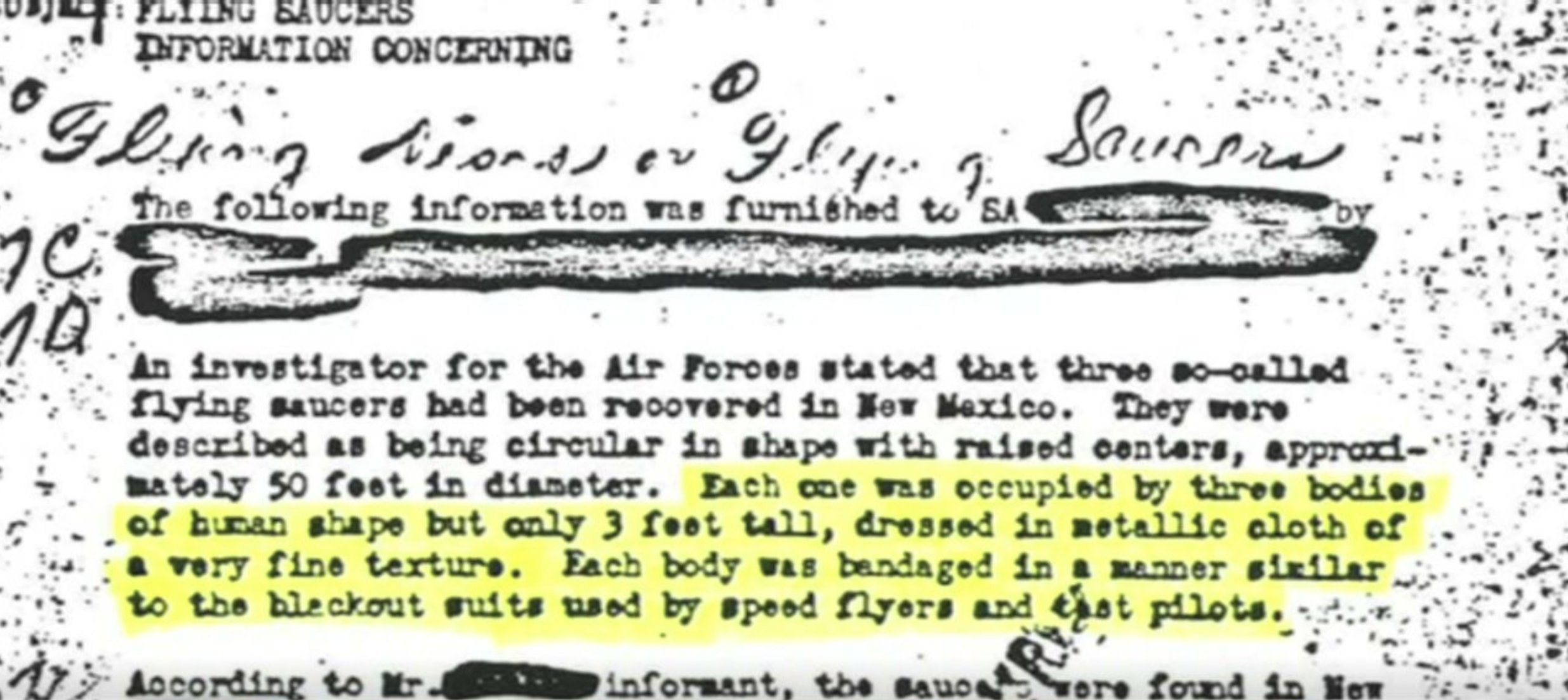 🔻美国国防部发布的 UFO 档案称：1947 年，伊利诺伊州发现标有“俄罗斯”
