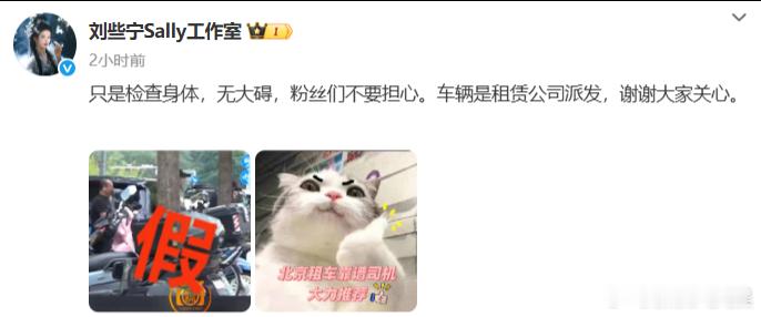 刘些宁方否认坐林一车刘些宁否认坐林一车 刘些宁方否认坐林一车：“只是检查身体，无