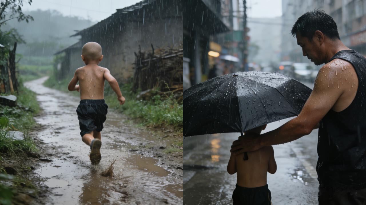 家长是否该给孩子打伞？
下雨天，农村孩子上小学时，鲜少有人打伞。毕竟在我们小时候