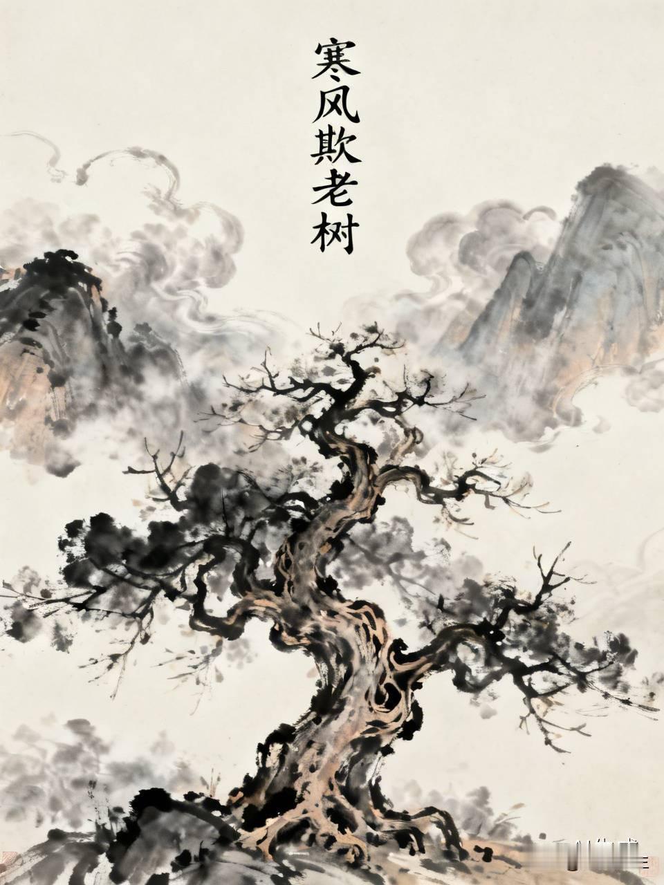寒风狠命欺着老树，第一眼就想起之前对过的暖日护新芽，后来翻到那首藏头诗里的“暖雨