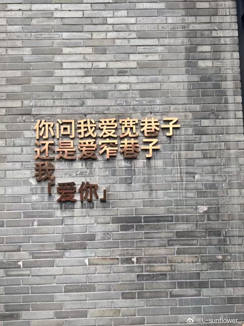 你问我爱宽巷子还是窄巷子。当然是…我…爱…你…💓 