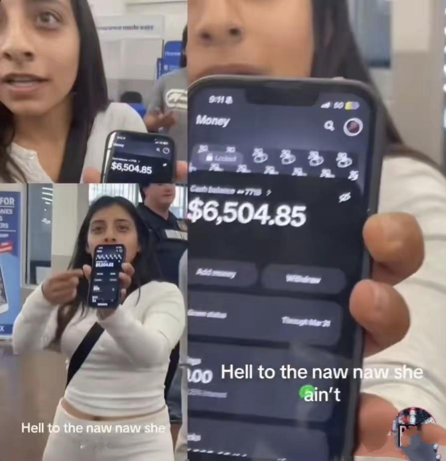 美国沃尔玛，俩人吵架，一方骂一方穷 逼，另一方晒出自己的手机银行账户，上面有65