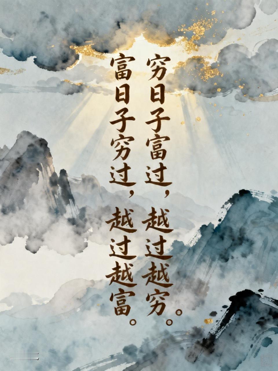 今日感悟穷日子富过，越过越穷。富日子穷过，越过越富。