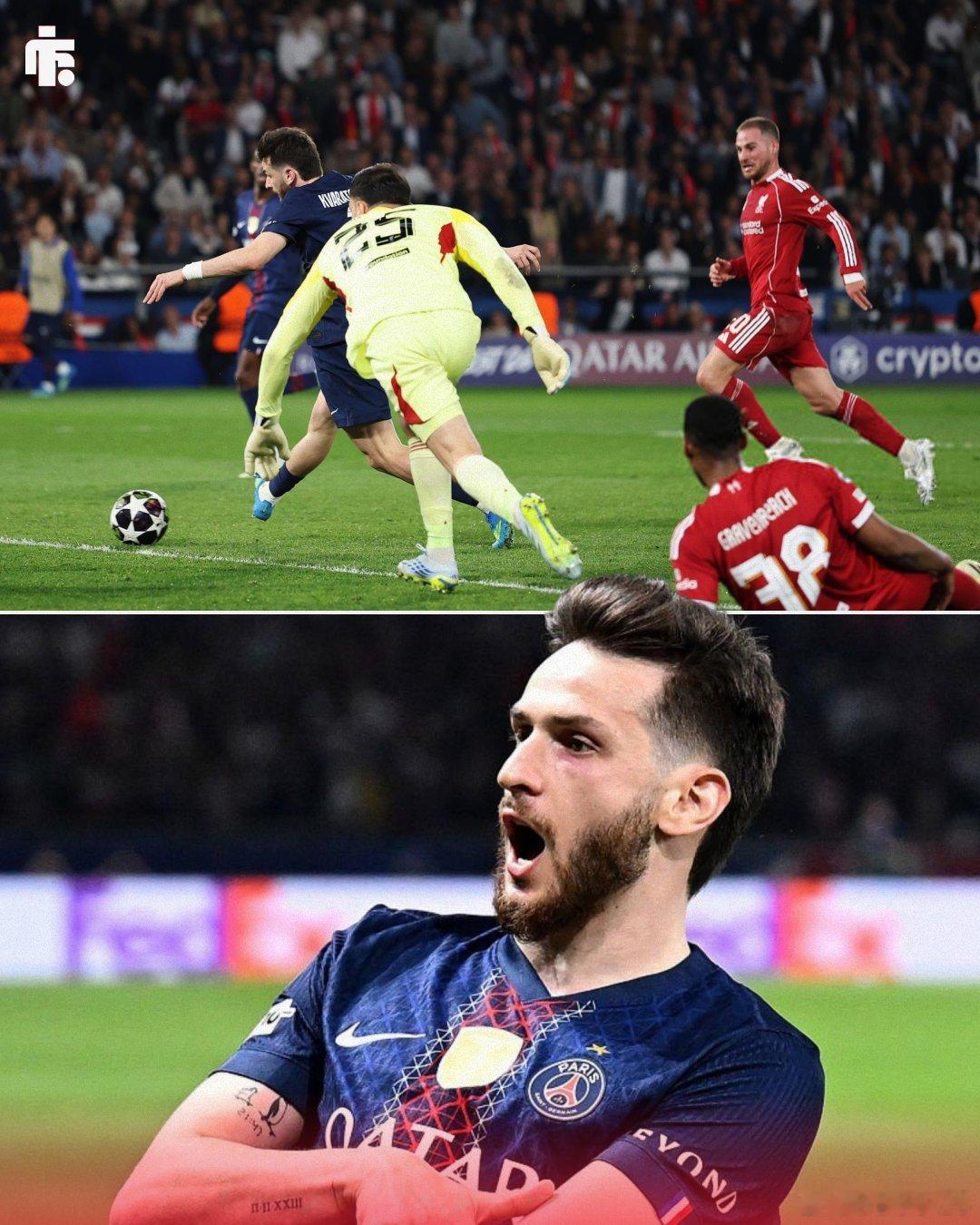 欧冠 克瓦拉茨赫利亞破門🔥🔥🔥75分鐘，巴黎聖日耳曼兩球領先利物浦了❗利物