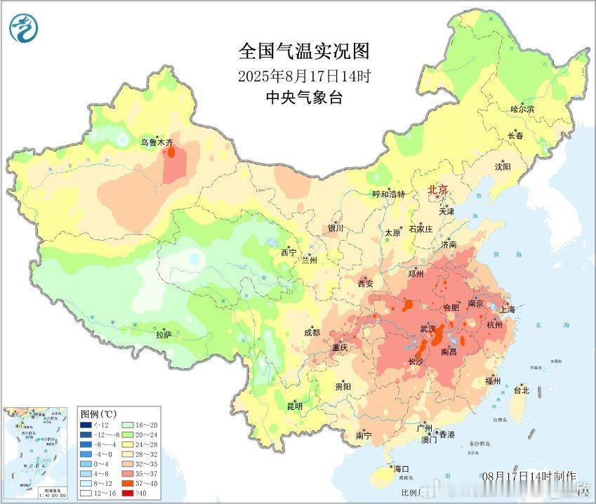 【高温】今天截至14时最高，安徽江西湖南湖北重庆新疆均有站点上榜。吐鲁番干热，湿