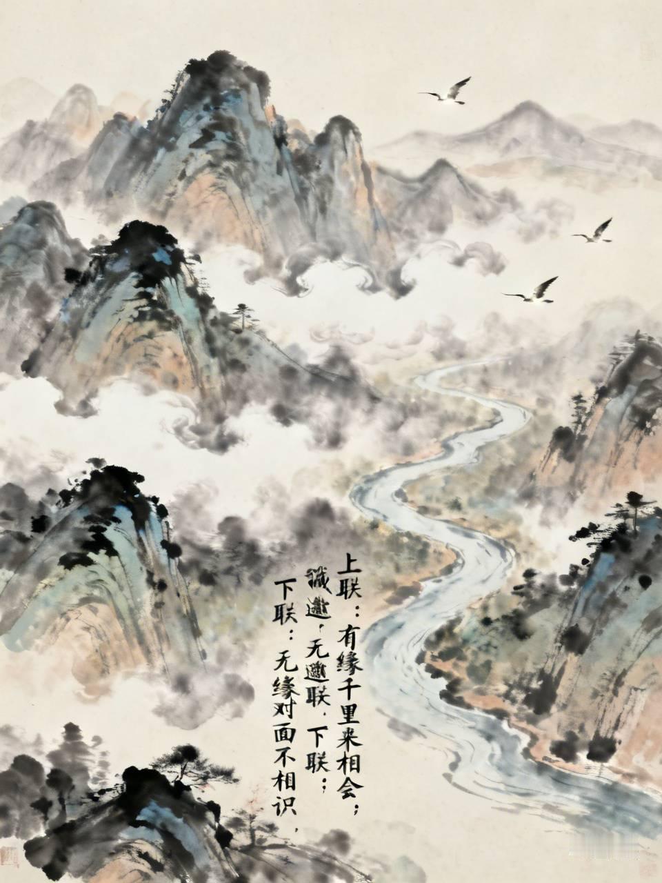下联：无缘对面不相识。