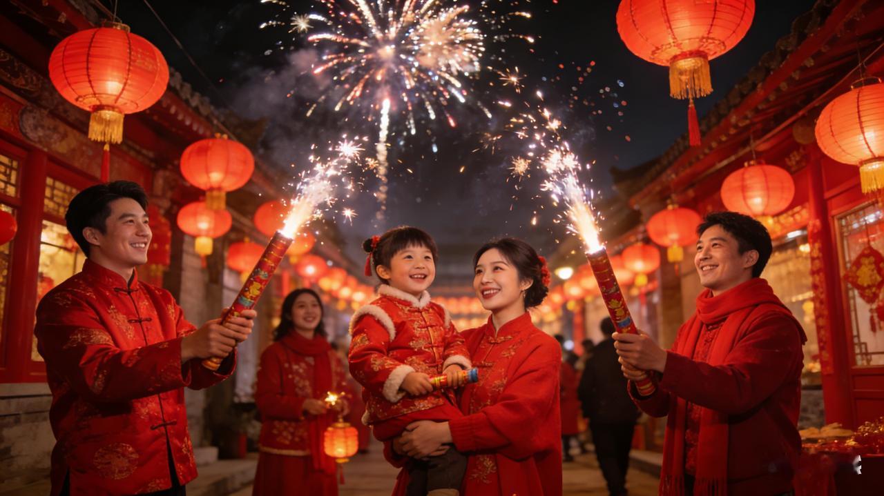 乙巳将尽，丙午将至，大街小巷张灯结彩，年味渐浓。红灯笼映着窗棂，春联贴满门楣，处