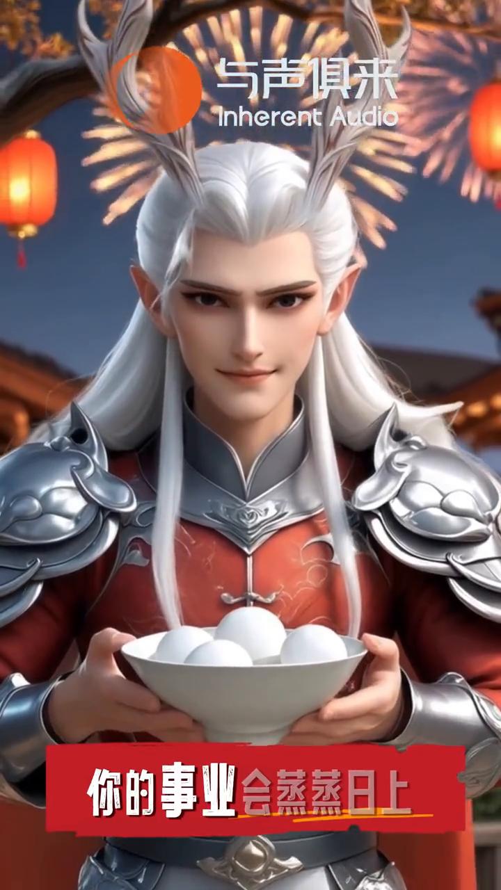 与声俱来，祝你元宵快乐，所有的愿望都实现，吃碗汤圆家庭圆满，你的事业会蒸蒸日上，