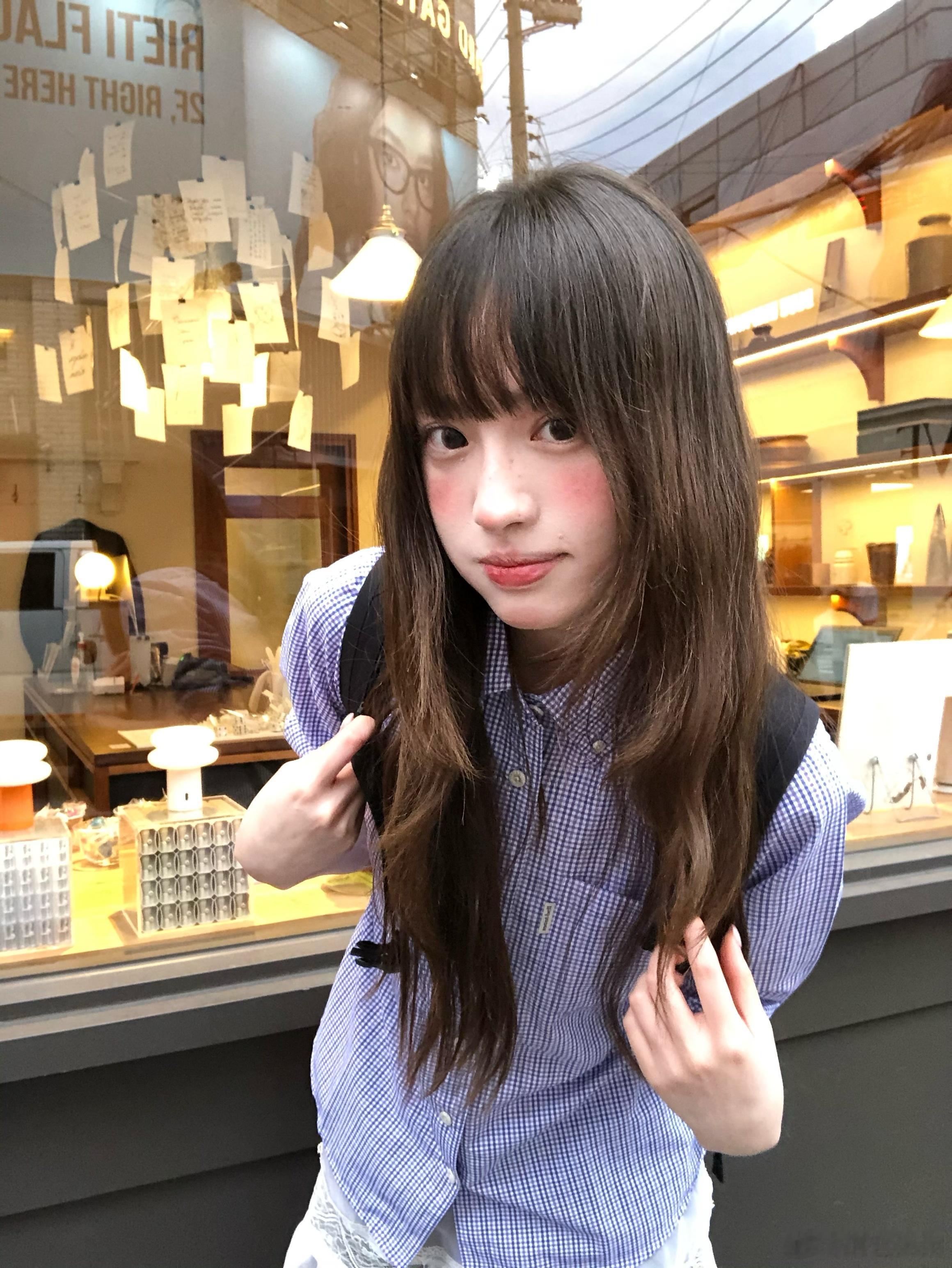 买了一件很喜欢的紫格子衬衫👕 ​​​