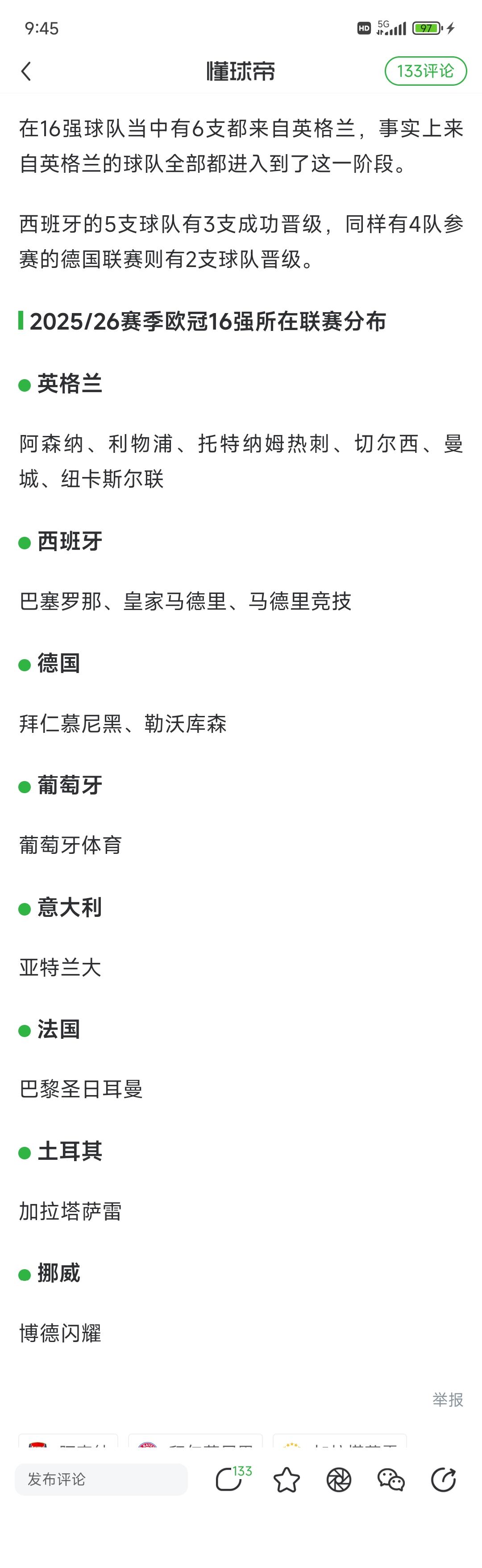 从欧冠16强晋级球队来看，英超断档排第一。

总共6个球队，全部晋级，本来5个名