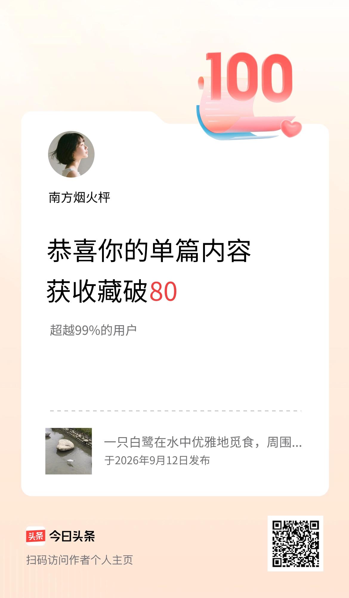 单篇内容获收藏量破80啦！