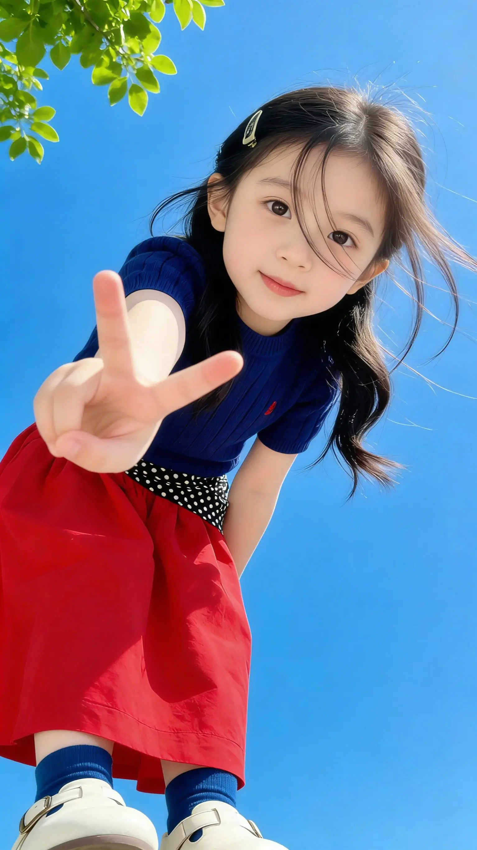 这套红蓝撞色也太绝了！女儿的夏日氛围感穿搭，被这套拿捏了～ 软糯针织上...