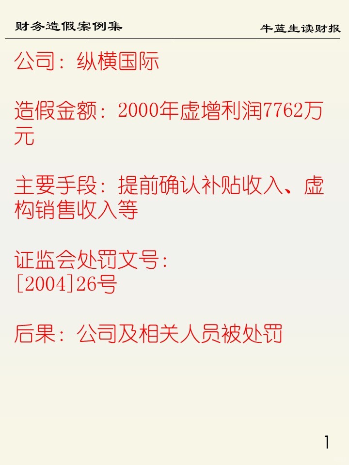 财务造假案例集 | 97 纵横国际