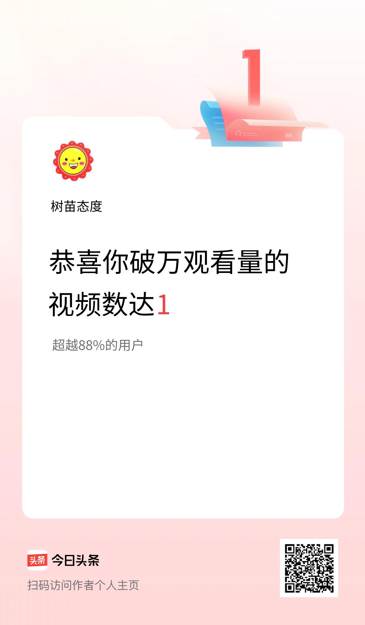 我在头条有1条视频播放量破万了！