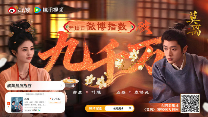 莫离破9000万 《莫离》9000万了！从开播到现在，每一个数字都是观众的真实反