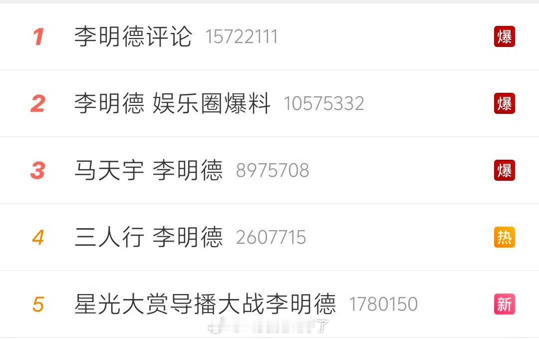 李明德真是星光大赏的劫，去年疯狂爆料截爆星光大赏，今年马天宇回应李明德时间又双叒