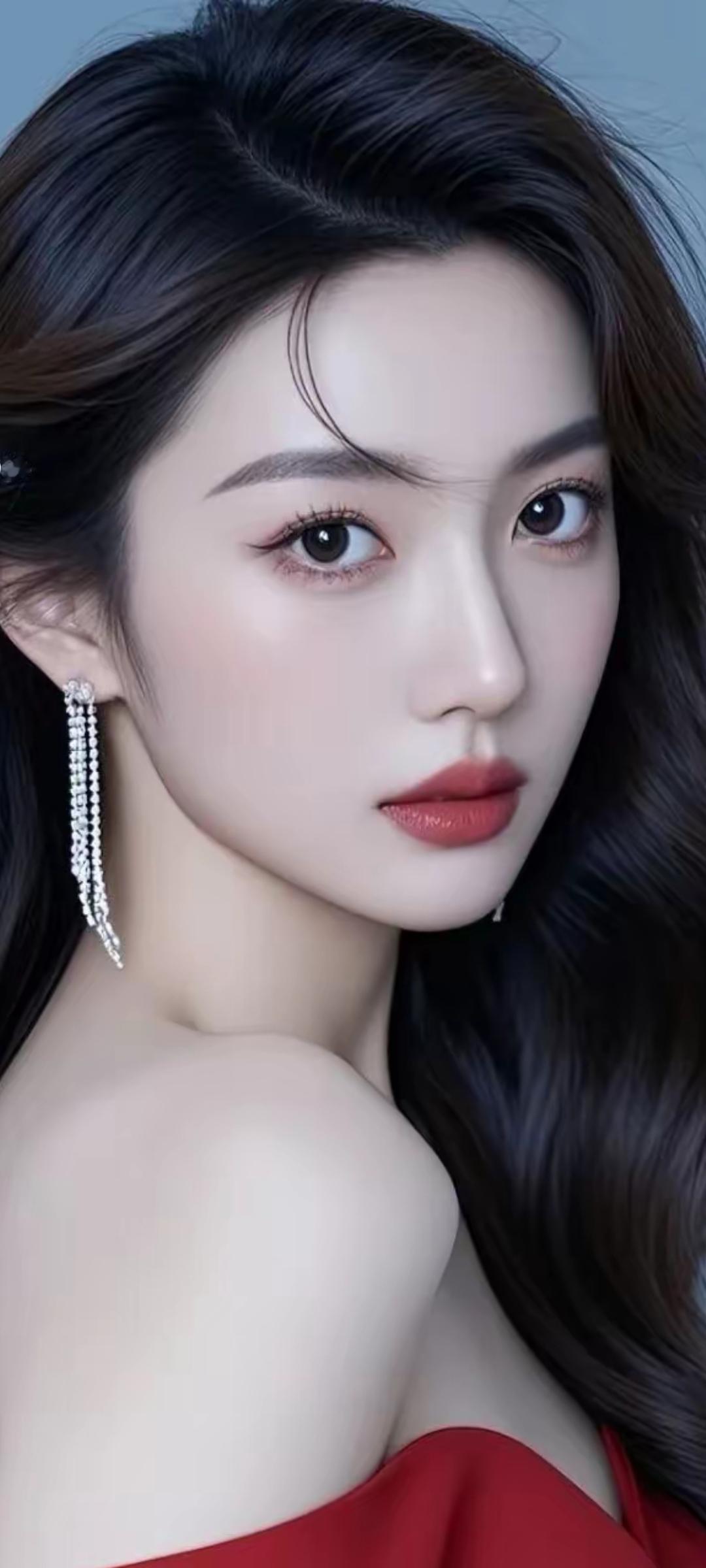 优雅红唇，闪耀耳环，尽显迷人魅力！💄✨