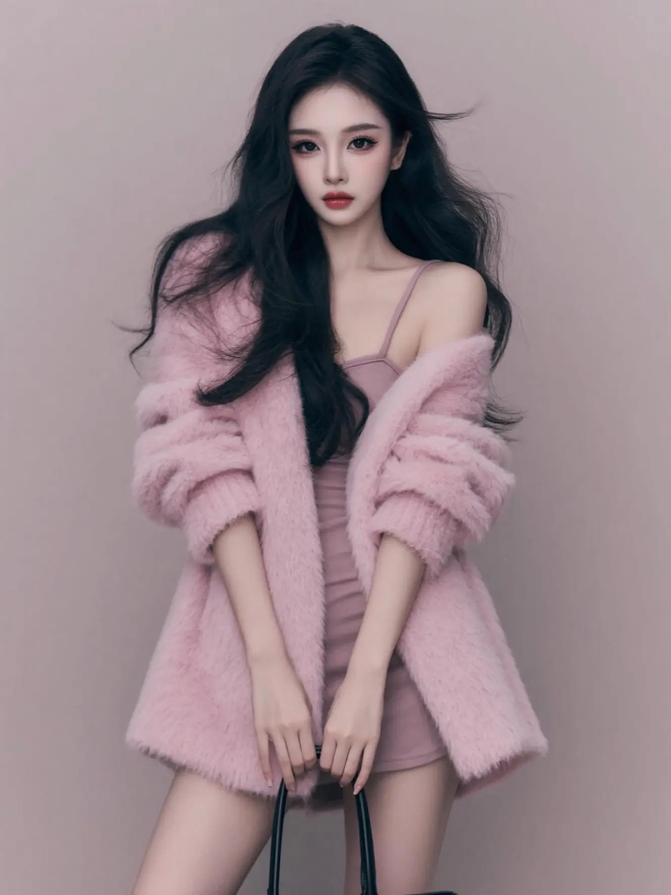 温柔穿搭拿捏大小姐范儿 日常分享 少女 超美的甜妹穿搭分享 粉色针织连衣裙穿搭