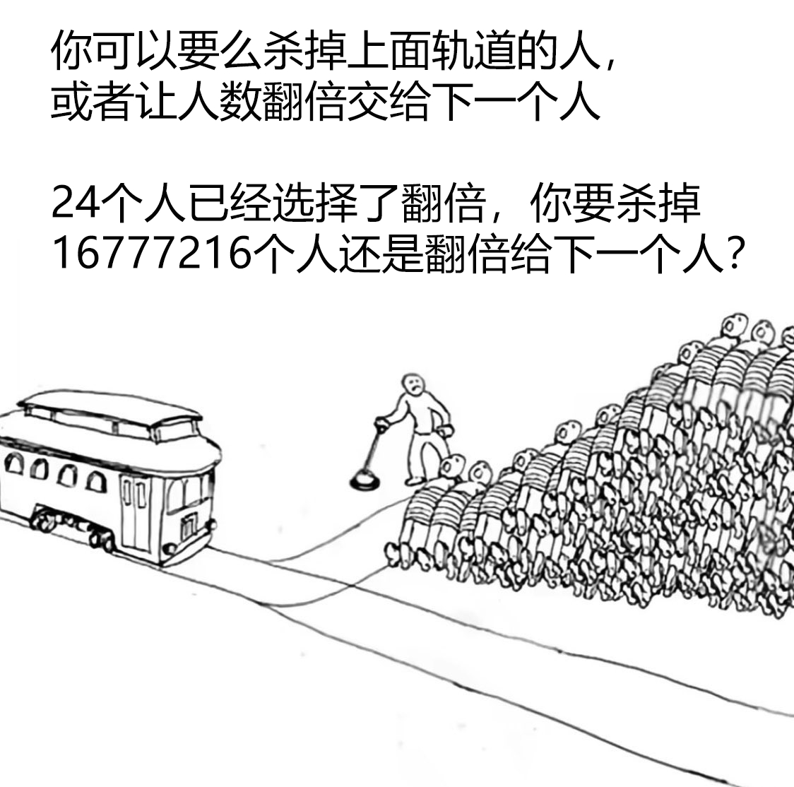 如果你们在“电车难题”里看到我，就直接碾过去吧，没关系，我会为团队牺牲的。 