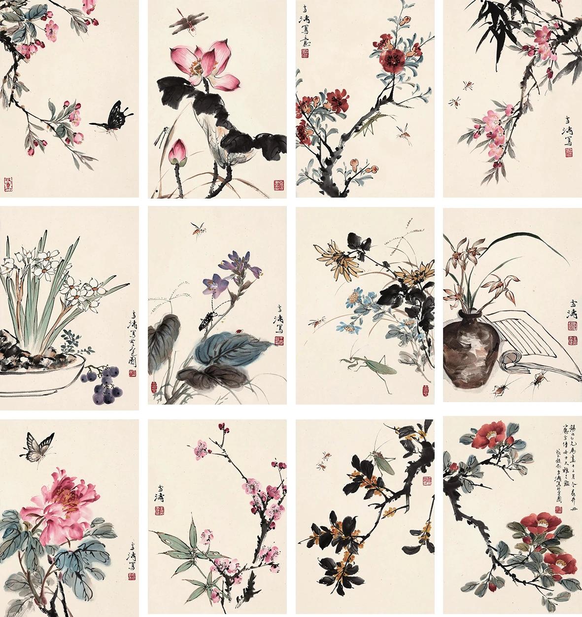 【笔底春风不停歇：王雪涛小写意巅峰《十二月令花卉册》赏读​】

王雪涛 《十二月