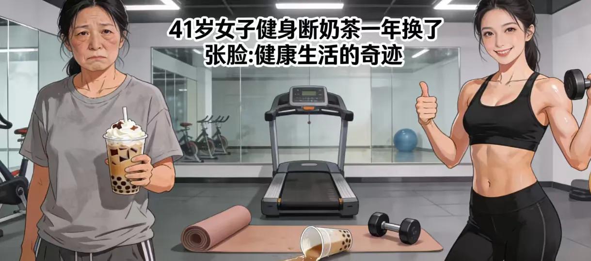 41岁女子健身戒奶茶一年“换脸”，成功减重30斤逆袭人生
一年前的她因长期“奶茶