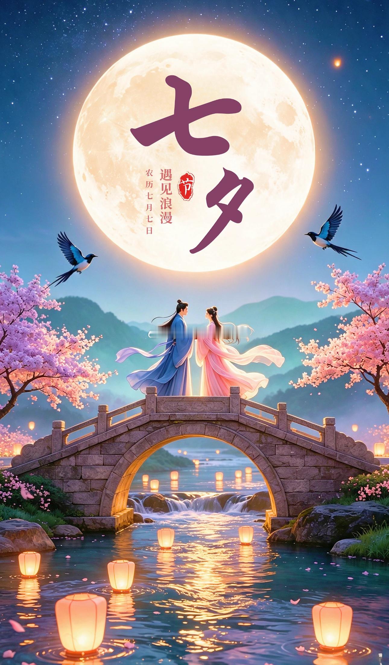 七夕，乃牛郎织女鹊桥相会之良辰，亦是人间祈愿情缘圆满之吉日。值此殊胜佳节，愿福主