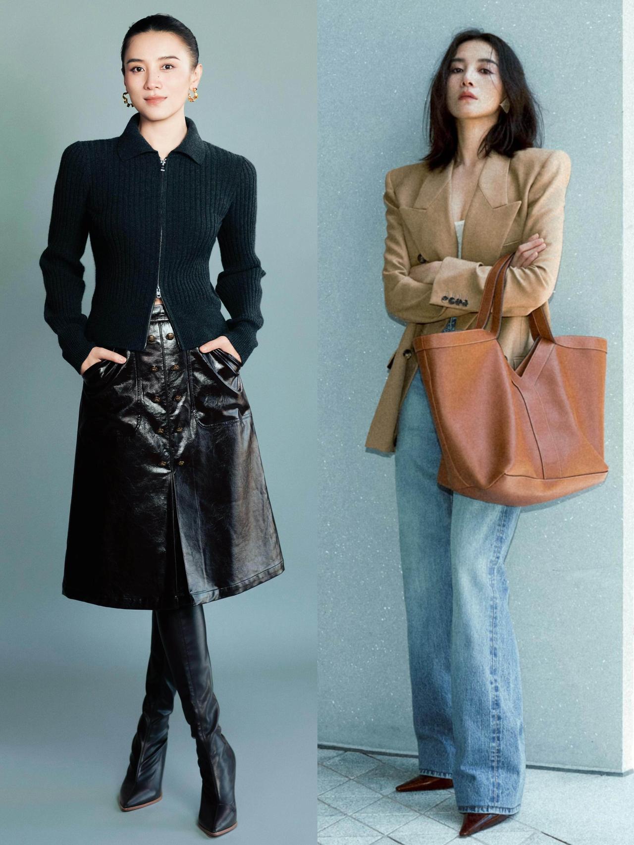 宋佳大女人通勤风，气场拉满很高级！
她的早秋穿搭兼顾利落与松弛，擅长运用西装、皮