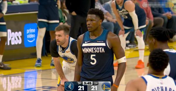 森林狼超级巨星爱德华兹真是太闪耀了！在今天森林狼客场以127：117力克勇士的比