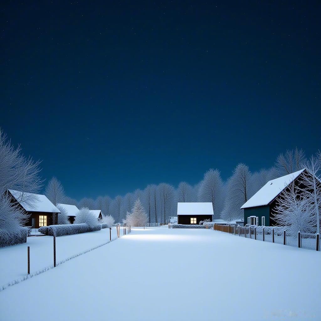 雪花飘落，房屋静谧，心情也跟着极简了起来，生活呀，有时候真像这雪夜，简单却又让人