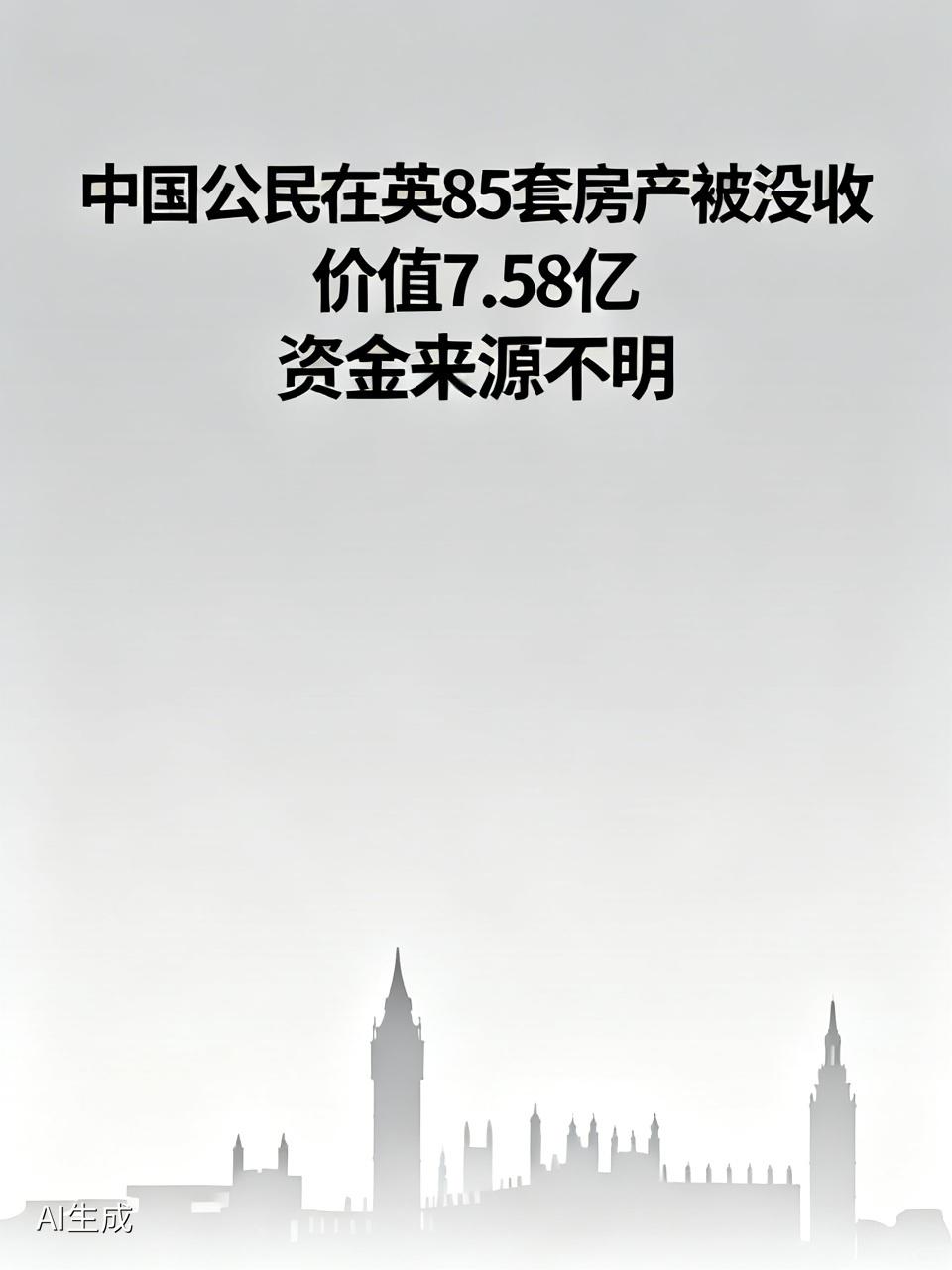 最新消息：中国一公民被英国政府没收85套房产，价值7 .58亿！！因为无法解释资