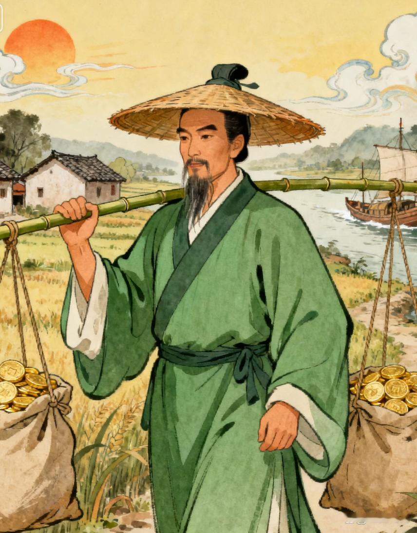 范蠡52岁归隐经商，参透四条赚钱路。
一是吃透周期规律，逆向布局。他发现自然六年