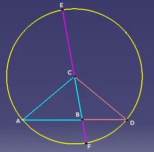 如图，△ABC中，∠B=2∠A，则有：AC²=BC²+AB·BC。
以C为圆心，